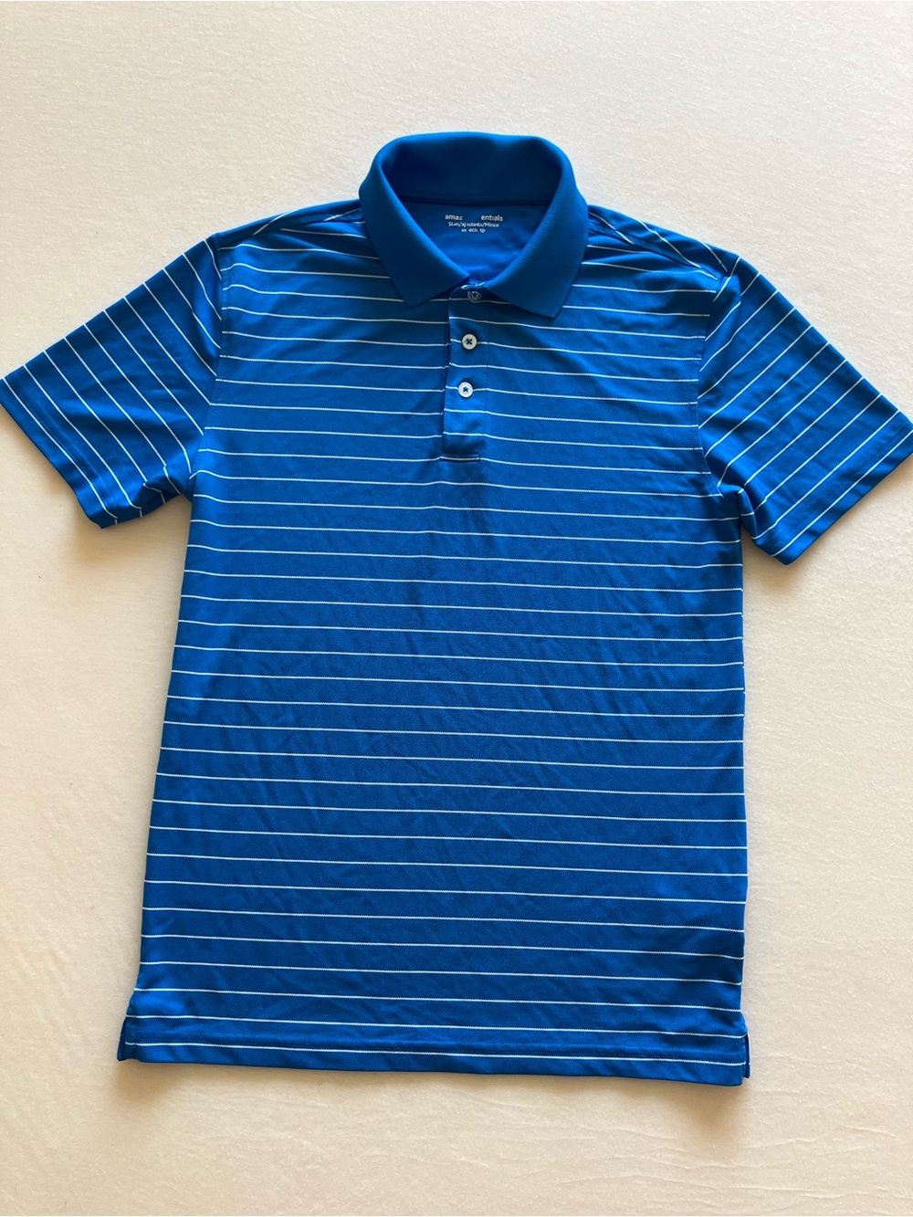 Amazon Essentials Men’s XS Slim Fit Blue White Striped Polo Shirt